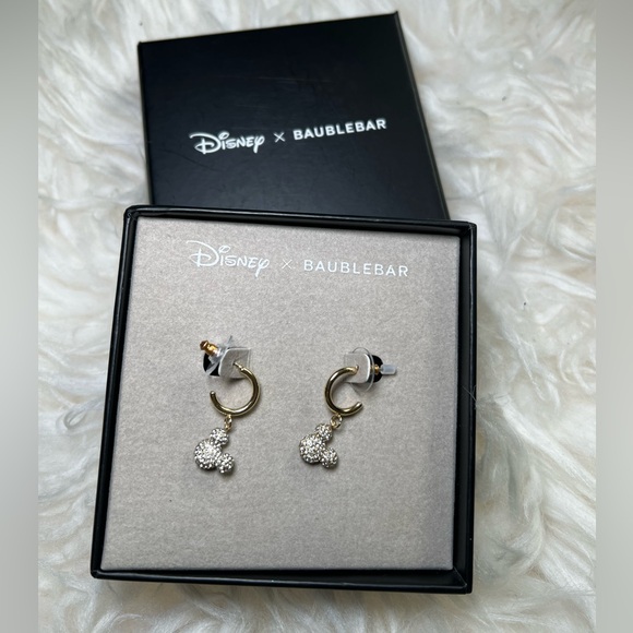 BaubleBar Jewelry - Disney Baublebar Mickey Mouse Silhouette Bow Dangle Earrings with stones NIB NWT